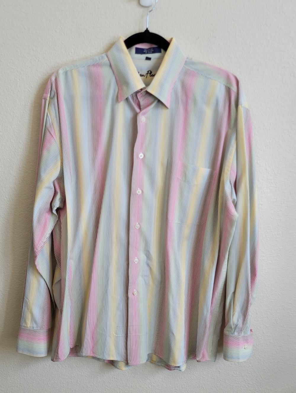Alan Flusser Multi-Color Striped Men’s Long Sleeve Button Down Dress Shirt Large